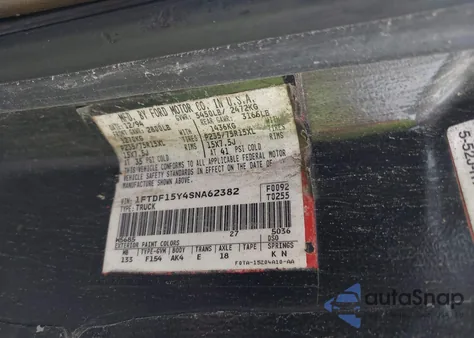 1995 Ford F150 из США, поврежденный, VIN 1FTDF15Y4SNA62382